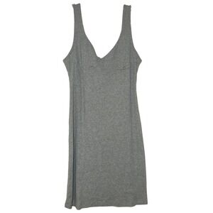 Aerie Womens Heather Grey Ribbed V-Neck Bodycon Mini Dress Large lounge casual